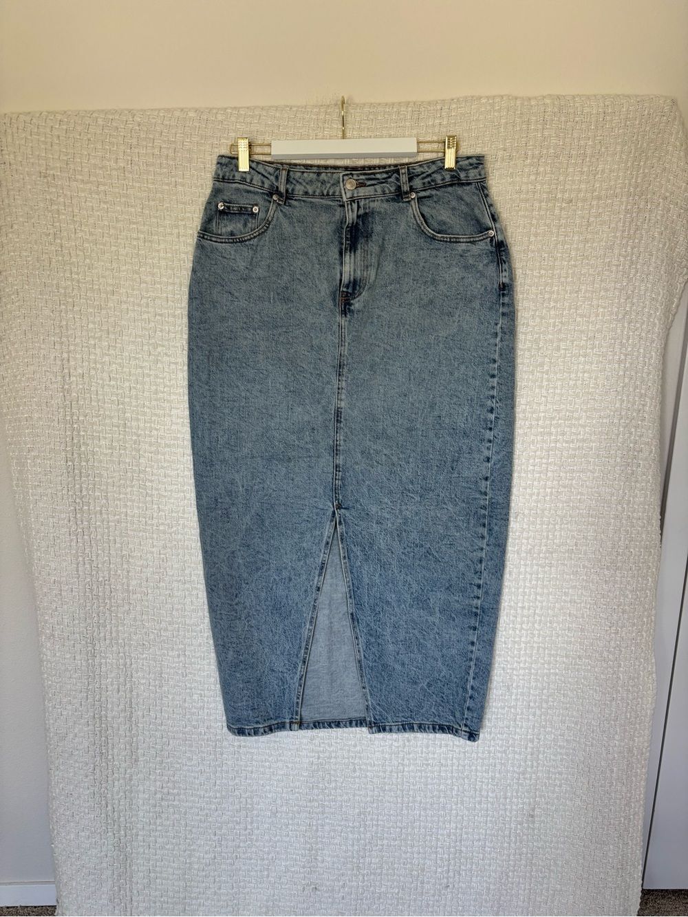 ASOS DESIGN denim maxi skirt with split hem✨